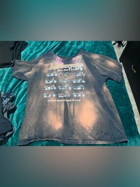 Motorcycles Graphic Tee - Black with Rust Dye Effect